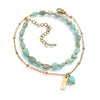 Gold chain anklet with turquoise stones and adjustable clasp, elegant jewelry piece