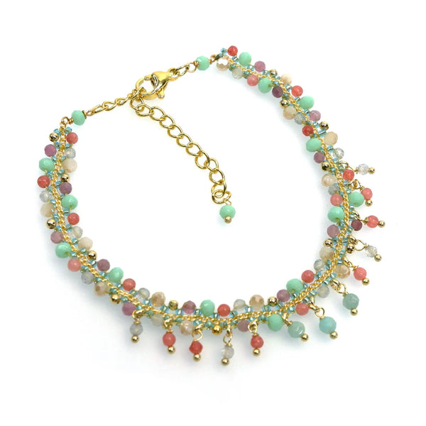 18K Gold Plating with Amazonite and Cats Eye