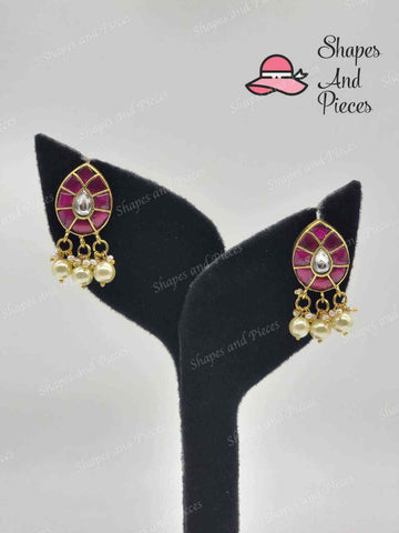 Ruby Kundan Earrings - Shapes and Pieces