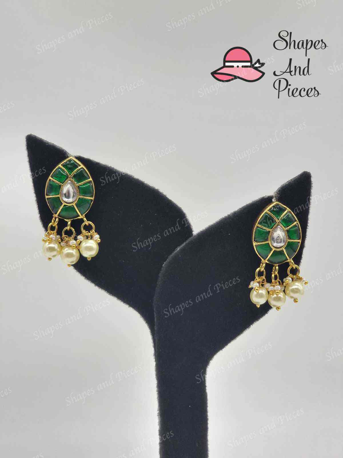 Ruby Kundan Earrings - Shapes and Pieces