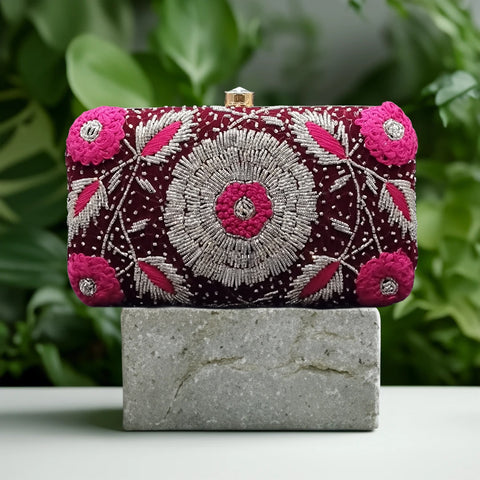 Pink Floral Clutch Bag