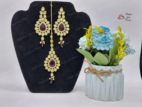 Aarna Earrings and Tikka Set - Shapes and Pieces