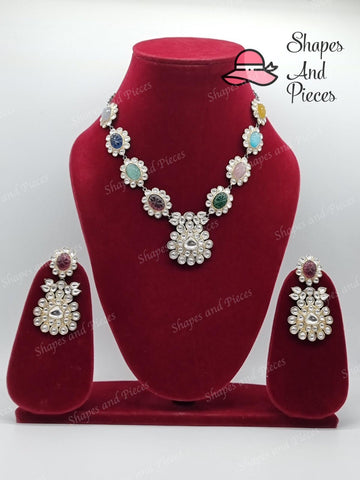 Ada Navratan Necklace Set - Shapes and Pieces