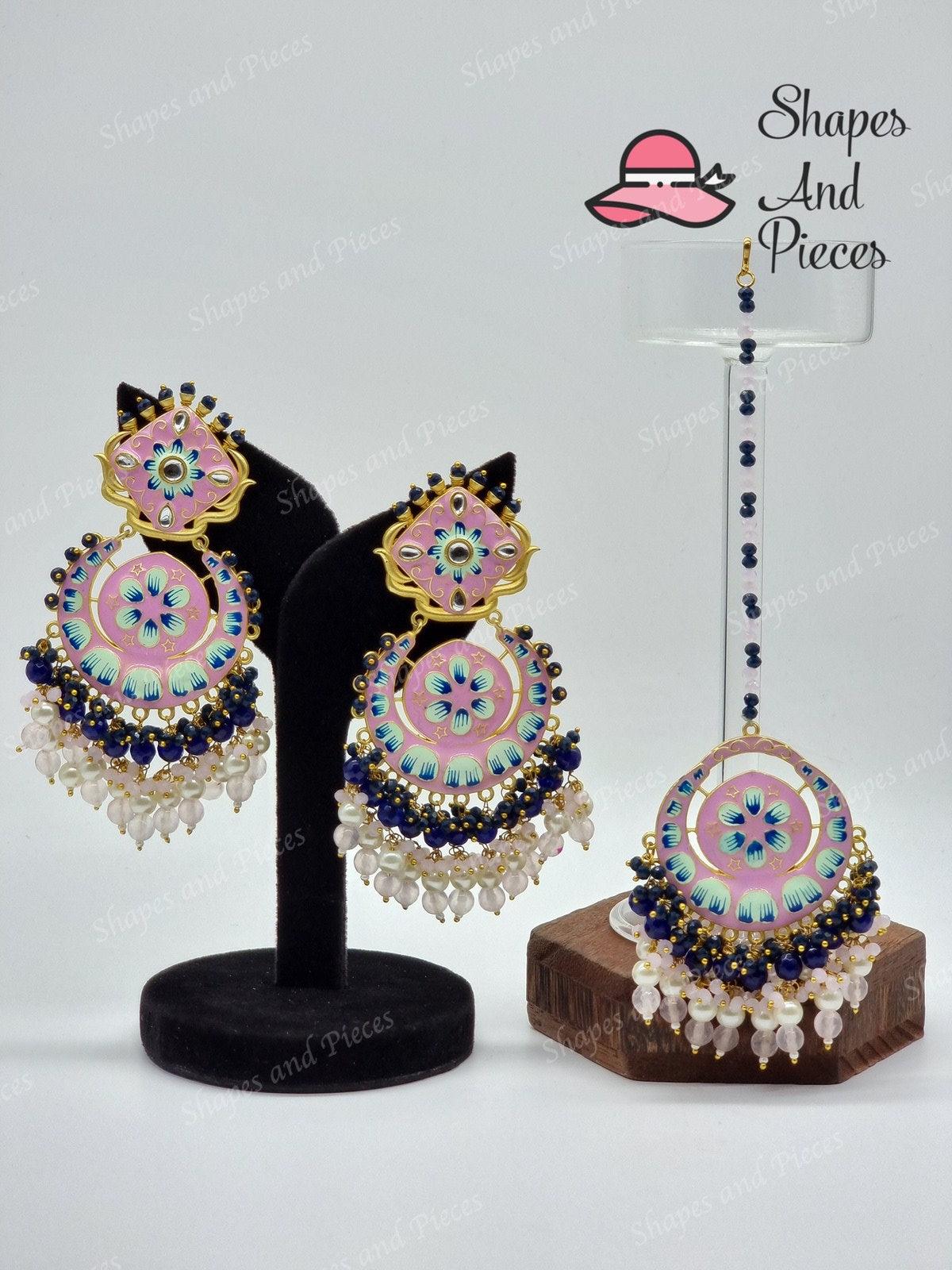 Amiya Earrings and Tikka Set - Shapes and Pieces