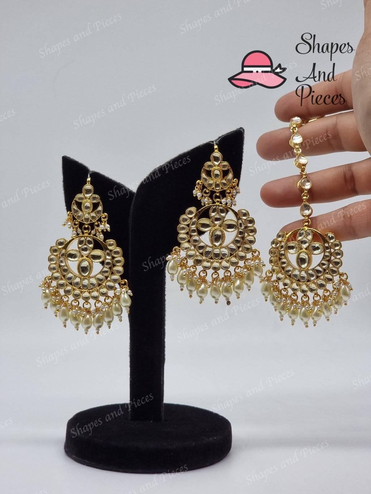 Anisa Earrings and Tikka Set - Shapes and Pieces