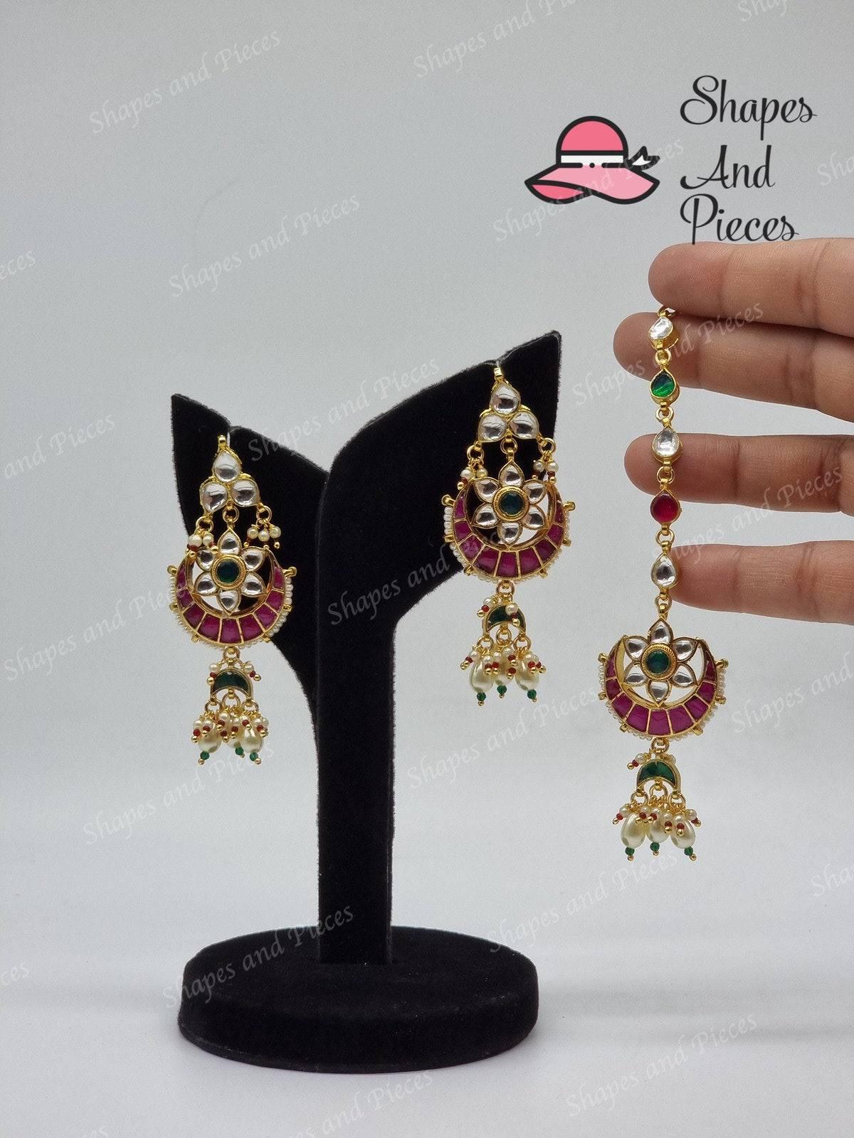 Anisa Earrings and Tikka Set - Shapes and Pieces