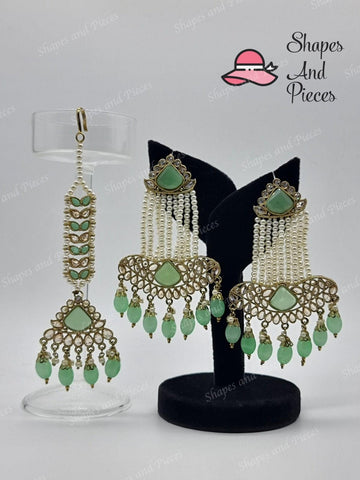 Beaded Earrings and Tikka Set - Shapes and Pieces