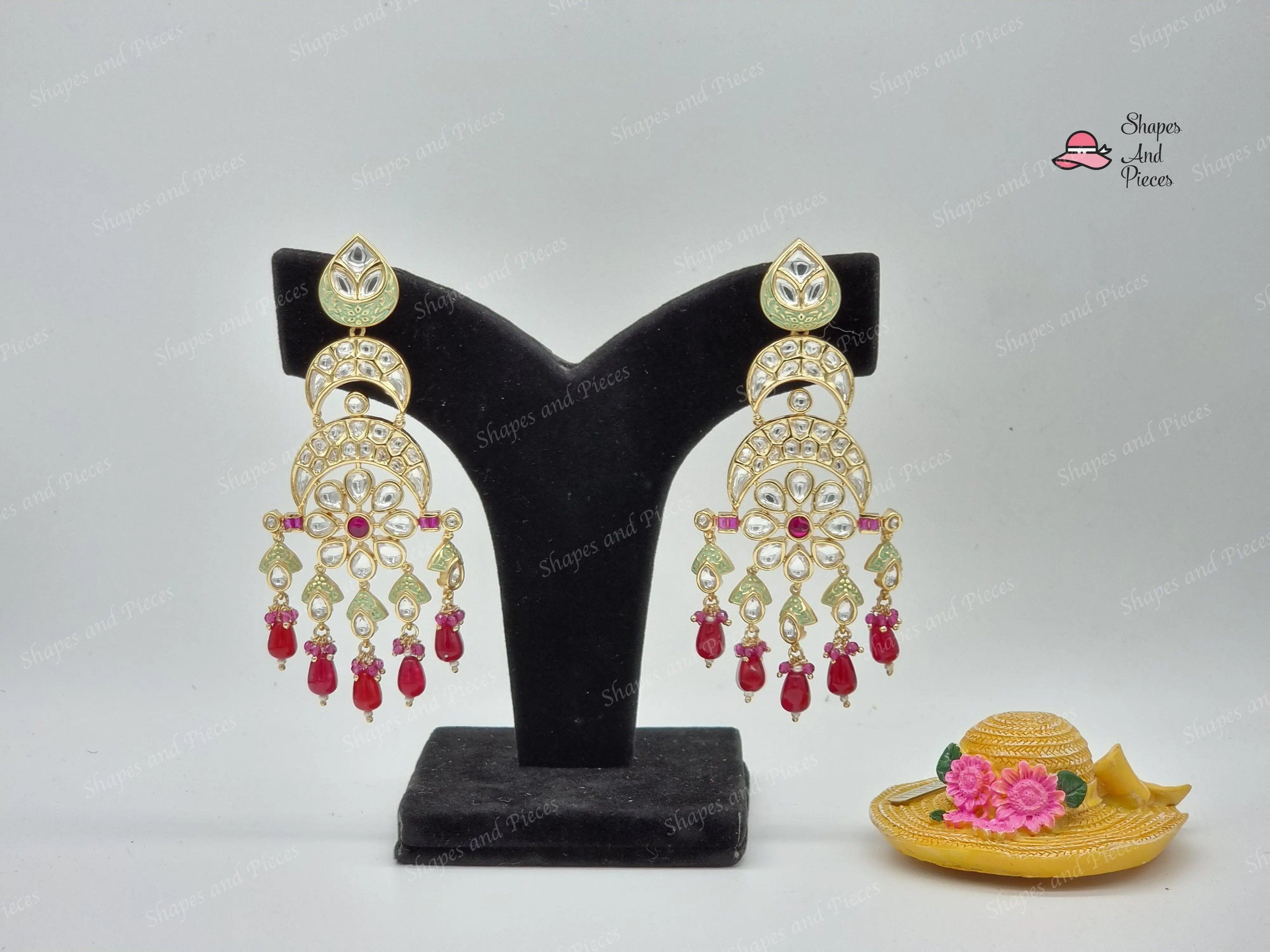 Chand Tyaani Kundan Earrings - Shapes and Pieces