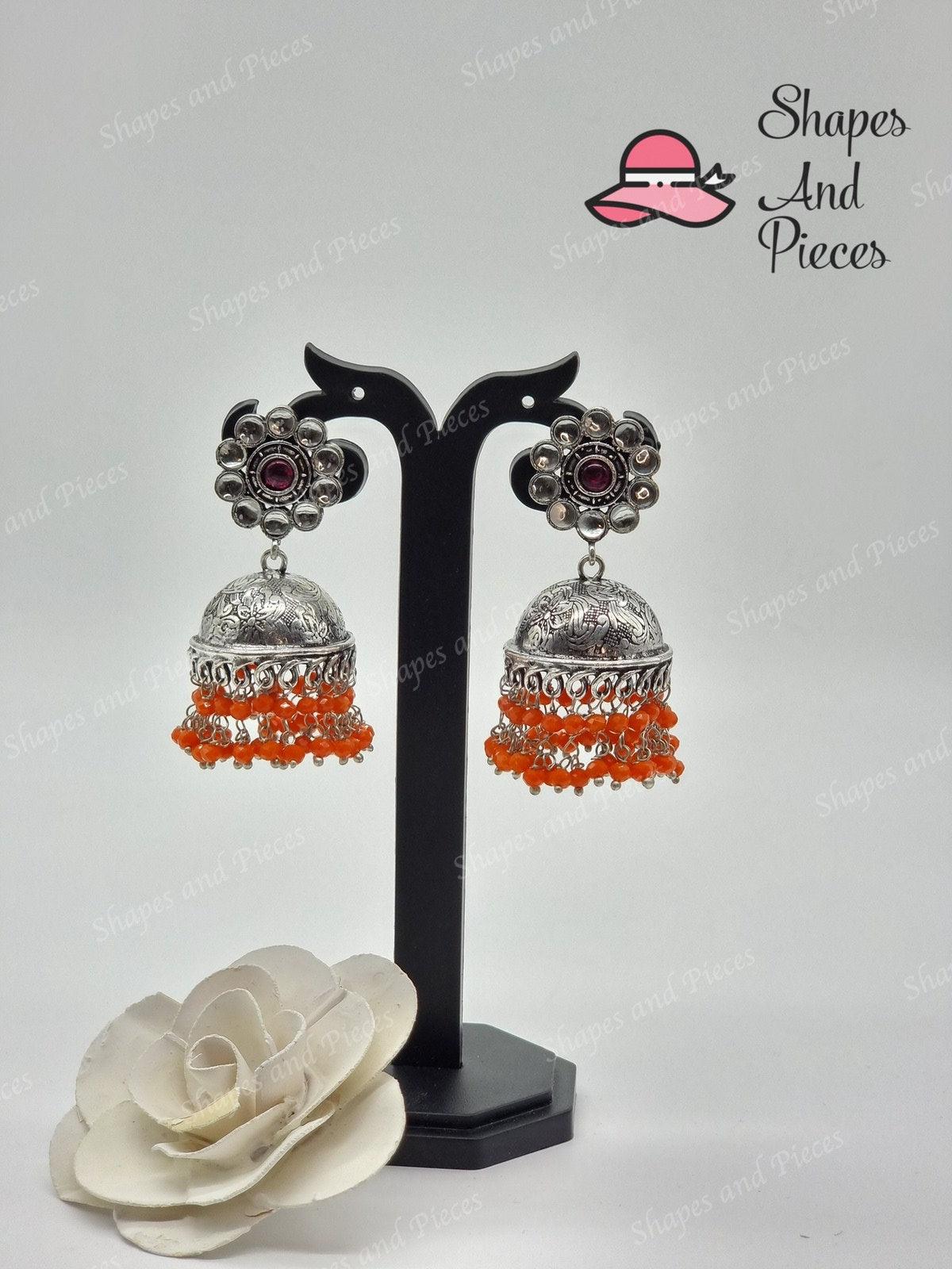 Floral Antique Jhumka - Shapes and Pieces