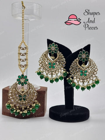 Flower Earrings and Tikka Set - Shapes and Pieces