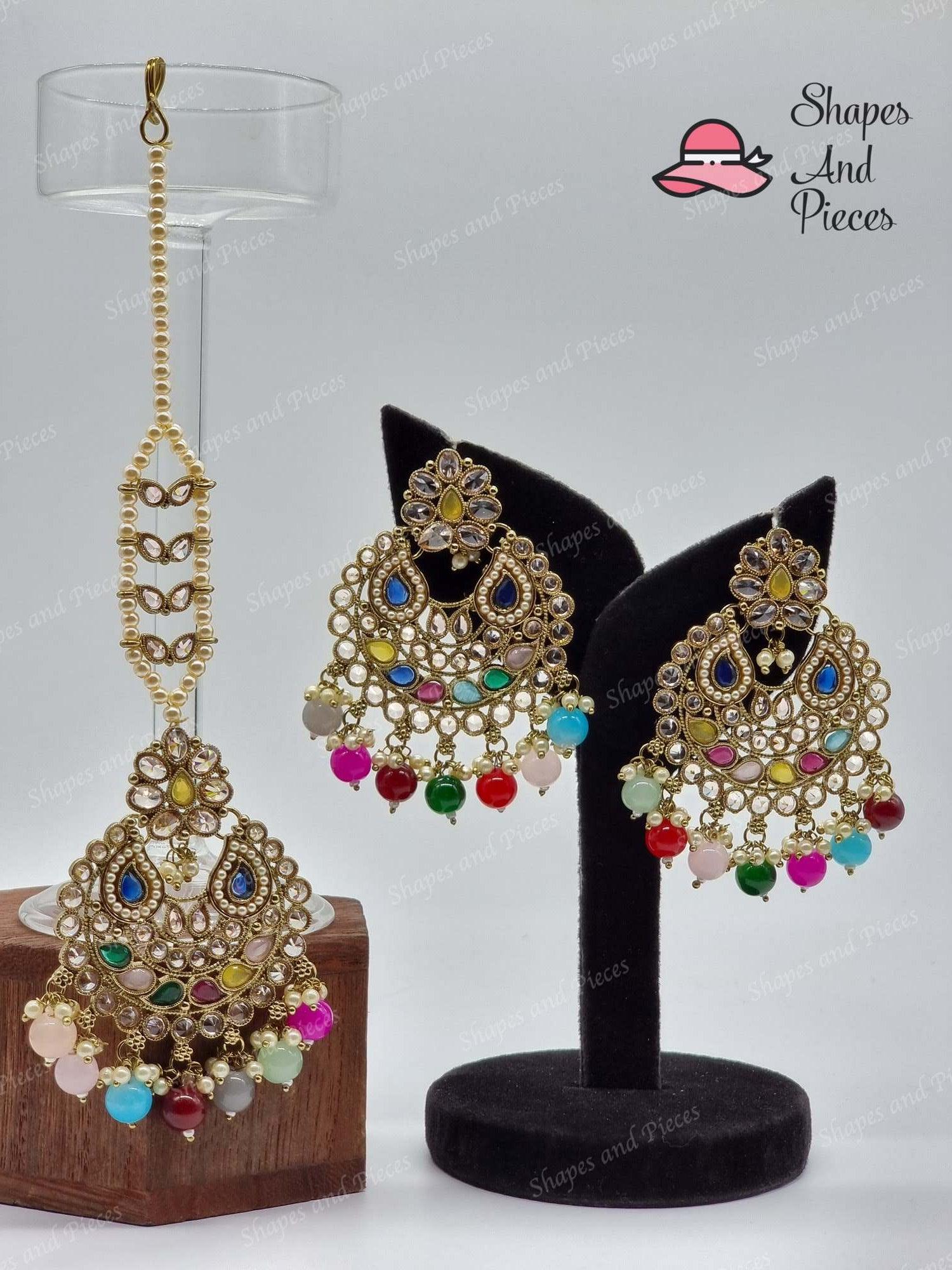 Flower Earrings and Tikka Set - Shapes and Pieces