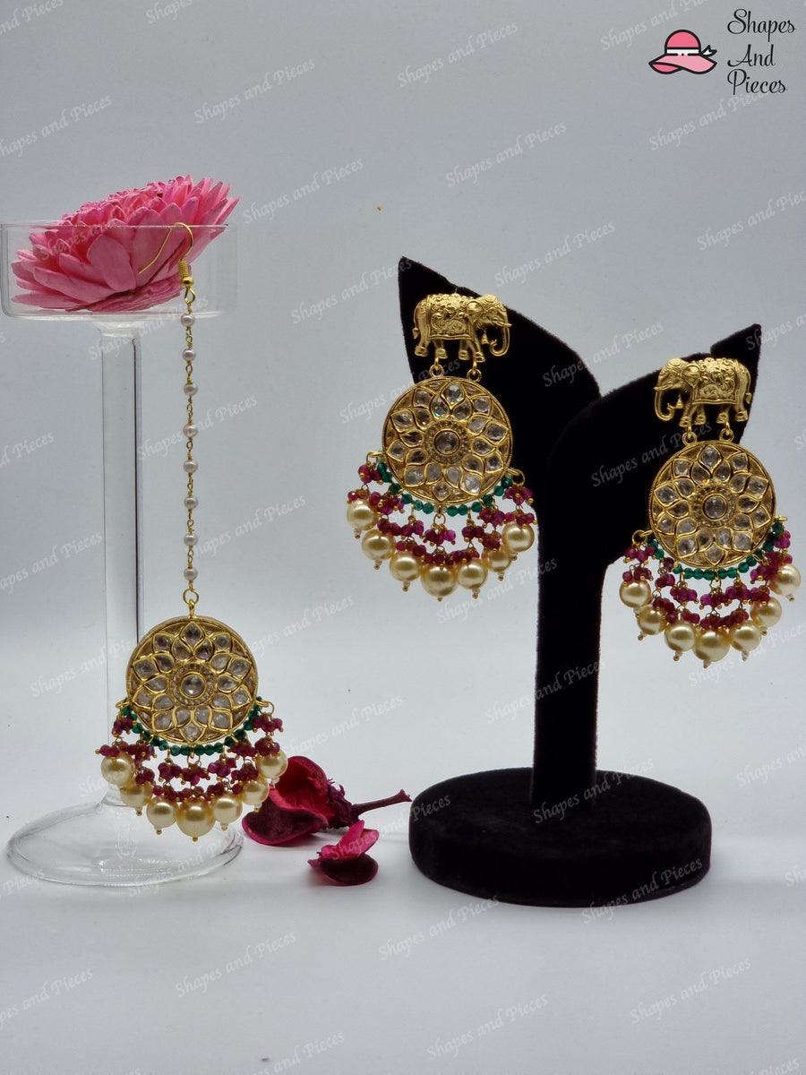 Gajraj Earrings and Tikka Set - Shapes and Pieces