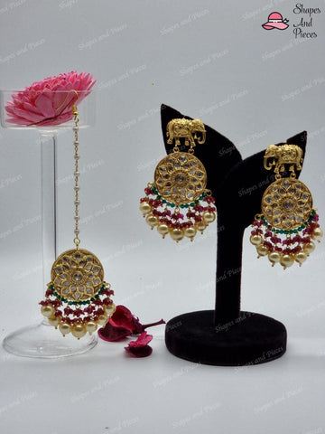 Gajraj Earrings and Tikka Set - Shapes and Pieces