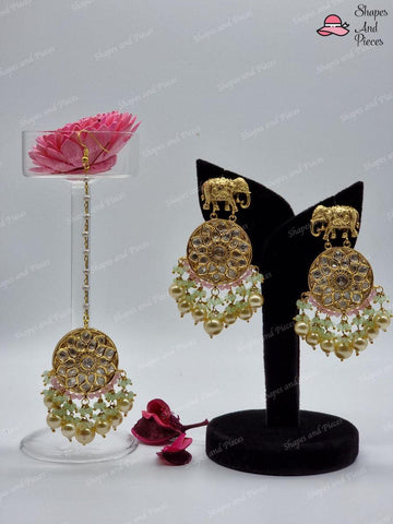 Gajraj Earrings and Tikka Set - Shapes and Pieces