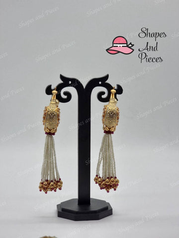 Gold Peacock Earrings - Shapes and Pieces