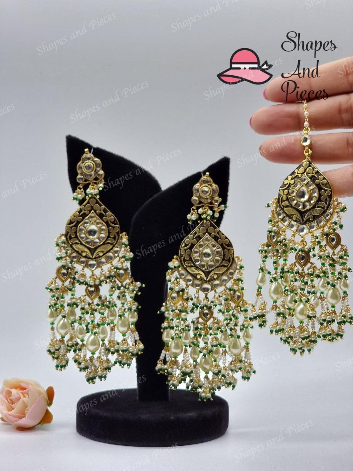 Gopi Earrings and Tikka Set - Shapes and Pieces