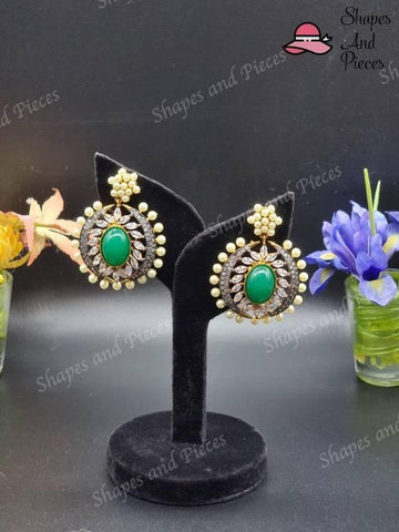 Green Stone Earrings - Shapes and Pieces