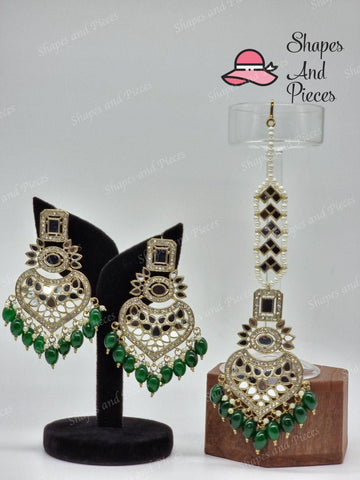 Heart Earrings and Tikka Set - Heart Earrings and Tikka Set - undefined - Shapes and Pieces