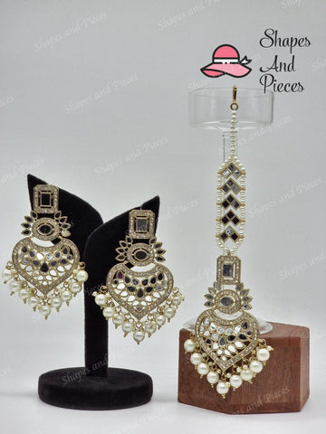 Heart Earrings and Tikka Set - Heart Earrings and Tikka Set - undefined - Shapes and Pieces