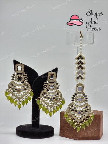 Heart Earrings and Tikka Set - Heart Earrings and Tikka Set - undefined - Shapes and Pieces