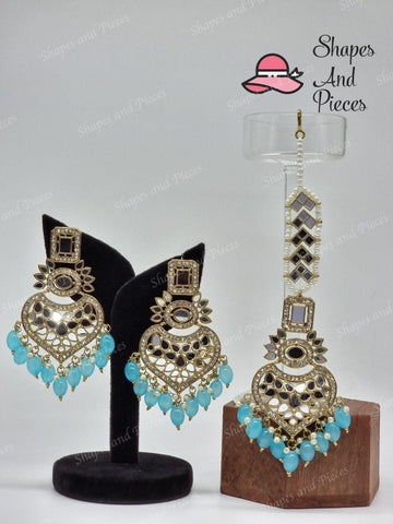 Heart Earrings and Tikka Set - Heart Earrings and Tikka Set - undefined - Shapes and Pieces