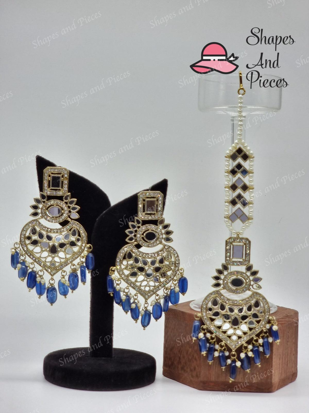 Heart Earrings and Tikka Set - Heart Earrings and Tikka Set - undefined - Shapes and Pieces