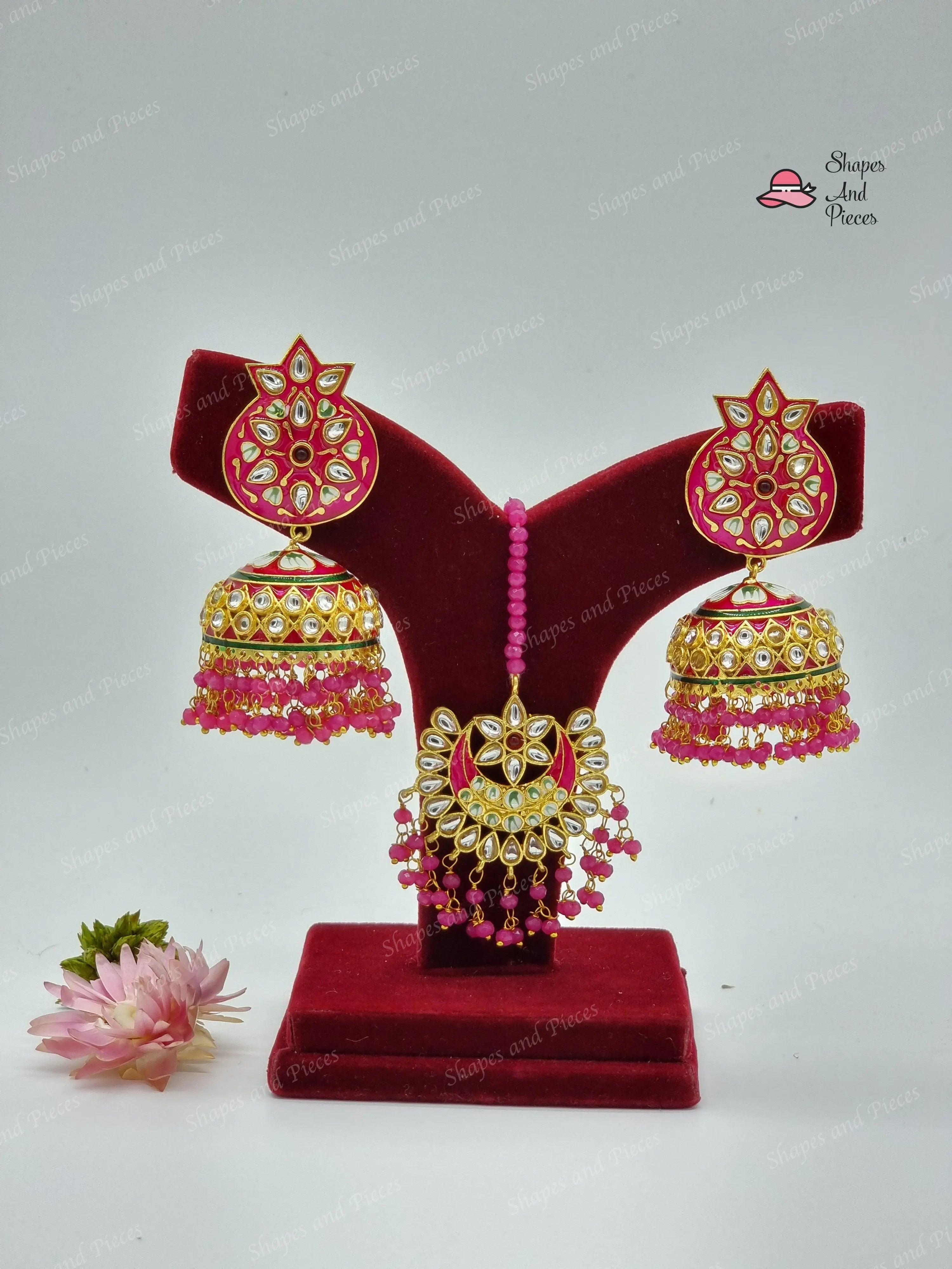 Heer Earrings with Tikka Set - Shapes and Pieces