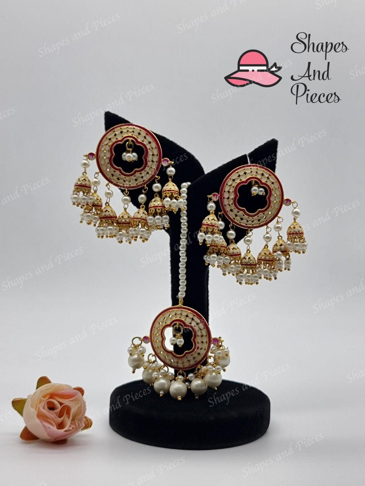 Jaipur Earrings and Tikka Set - Shapes and Pieces