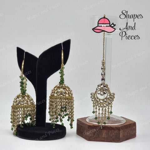 Jhumar Earrings and Tikka Set - Shapes and Pieces