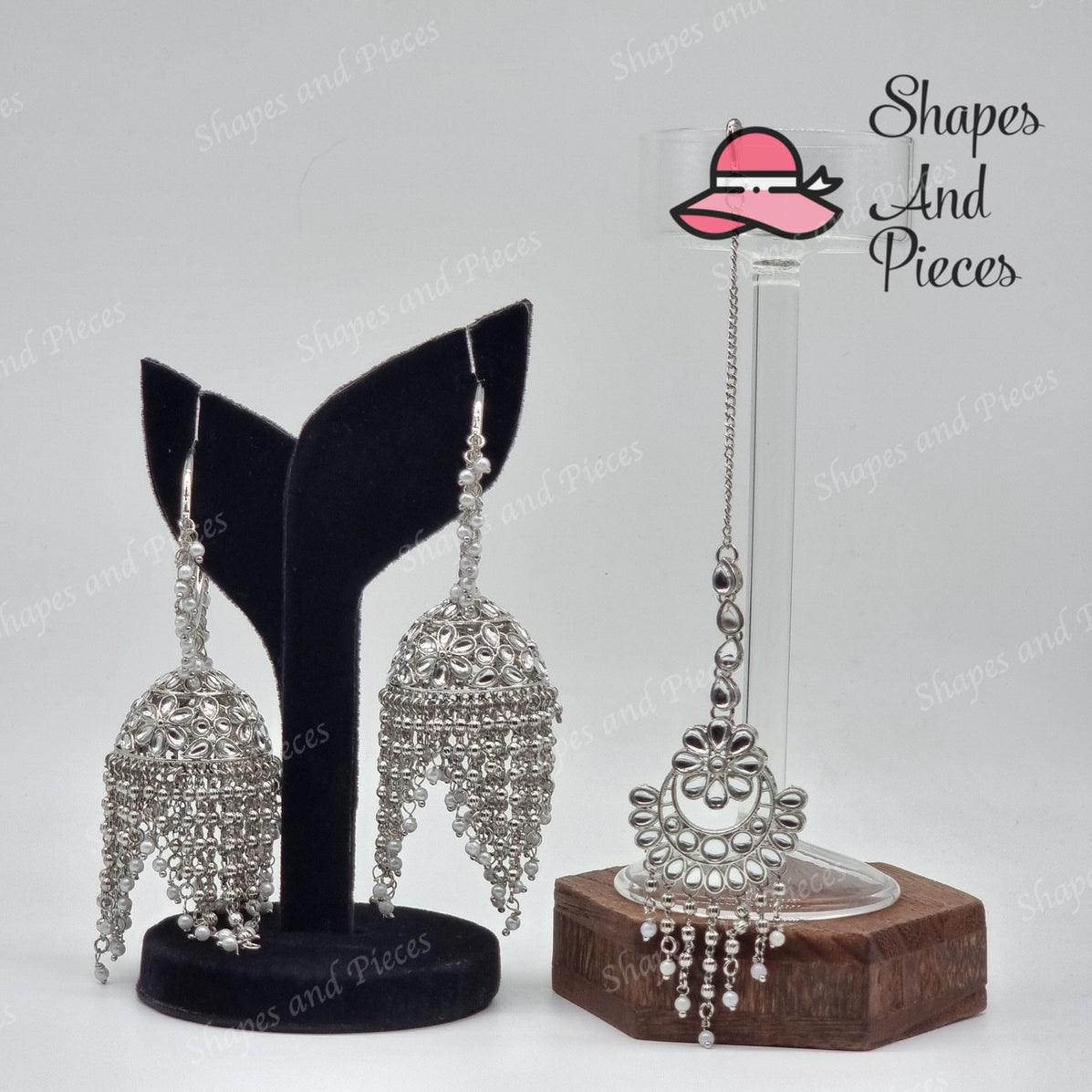 Jhumar Earrings and Tikka Set - Shapes and Pieces