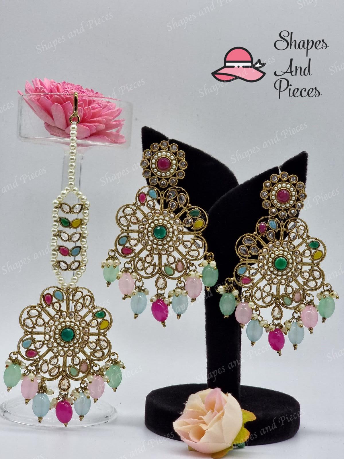 Kara Earrings and Tikka Set - Shapes and Pieces