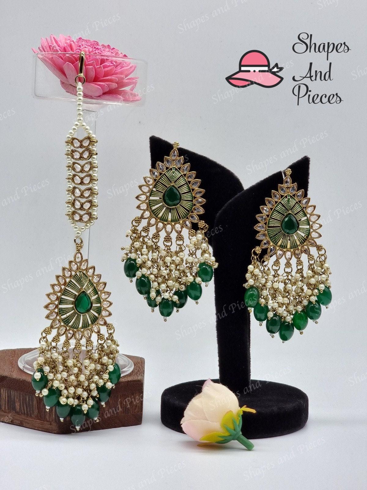 Kaz Earrings and Tikka Set - Kaz Earrings and Tikka Set - undefined - Shapes and Pieces