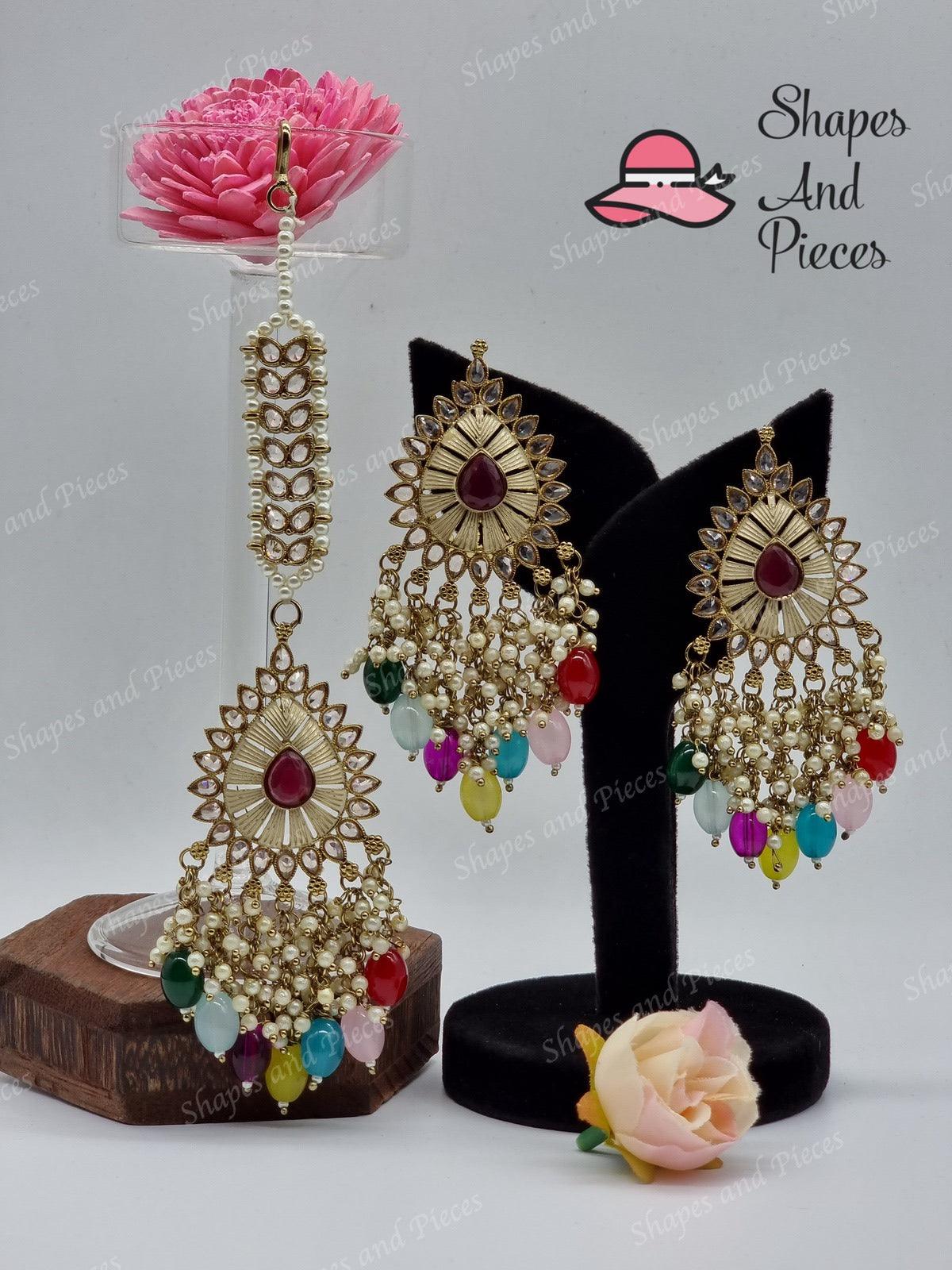 Kaz Earrings and Tikka Set - Shapes and Pieces