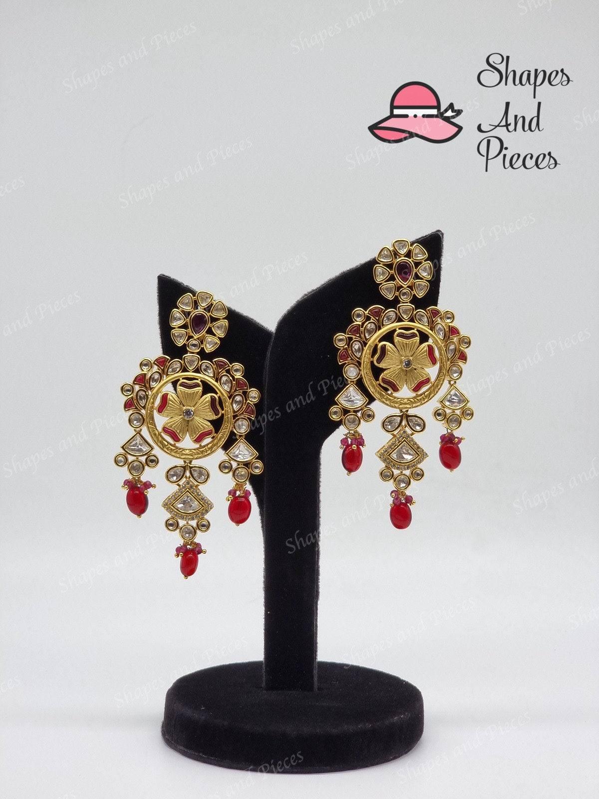 Kundan Floral Earrings - Shapes and Pieces