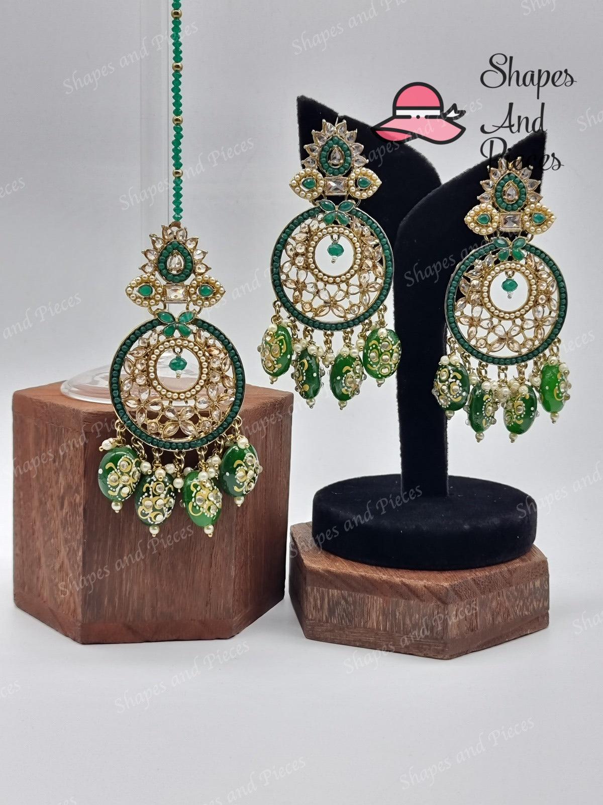 Miya Earrings and Tikka Set - Shapes and Pieces