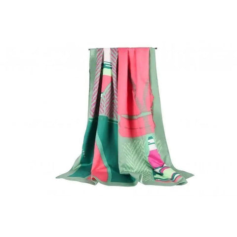 Multi Patterns Sliky Scarf - Shapes and Pieces