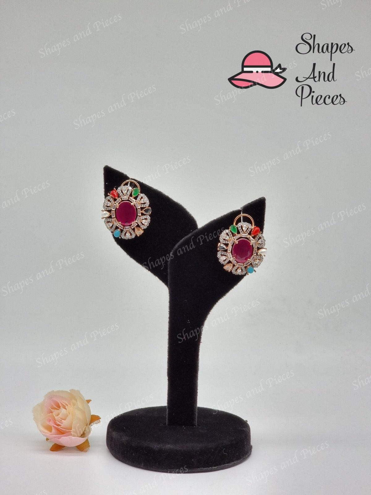 Navratna Studs - Shapes and Pieces