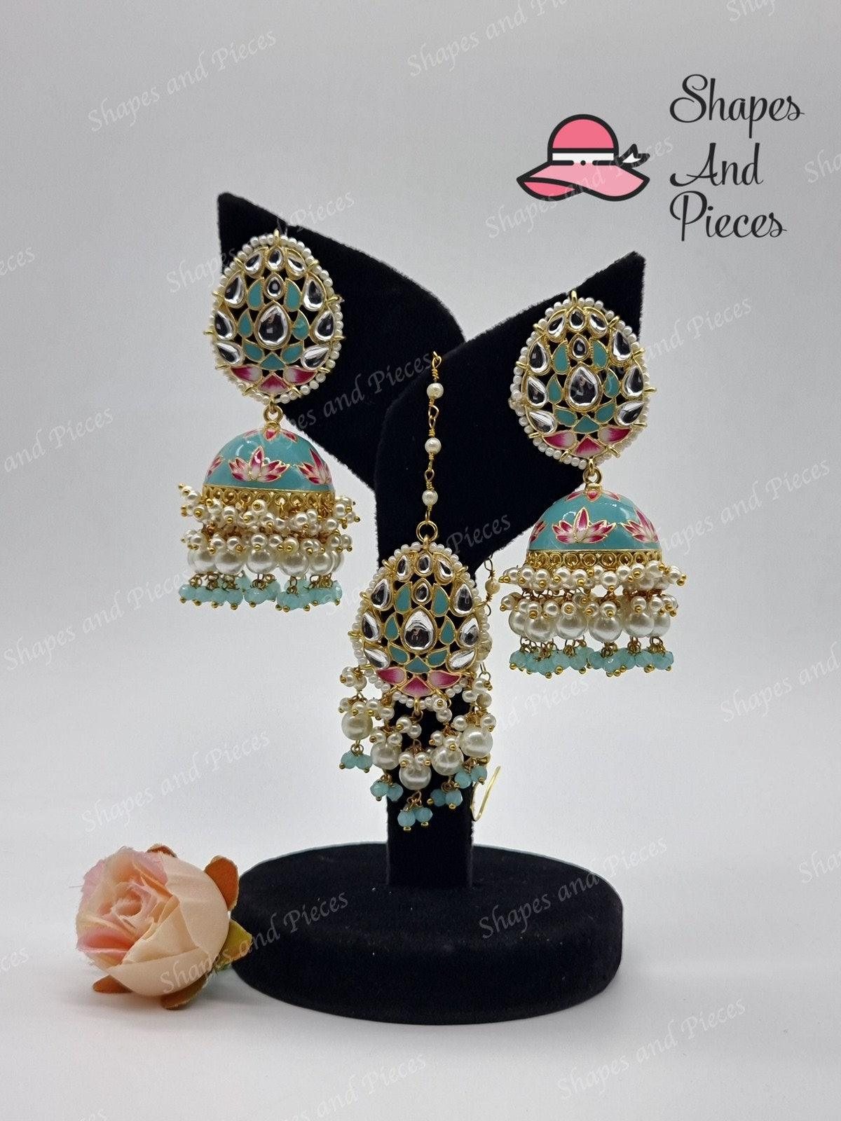 Nisa Earrings and Tikka Set - Shapes and Pieces