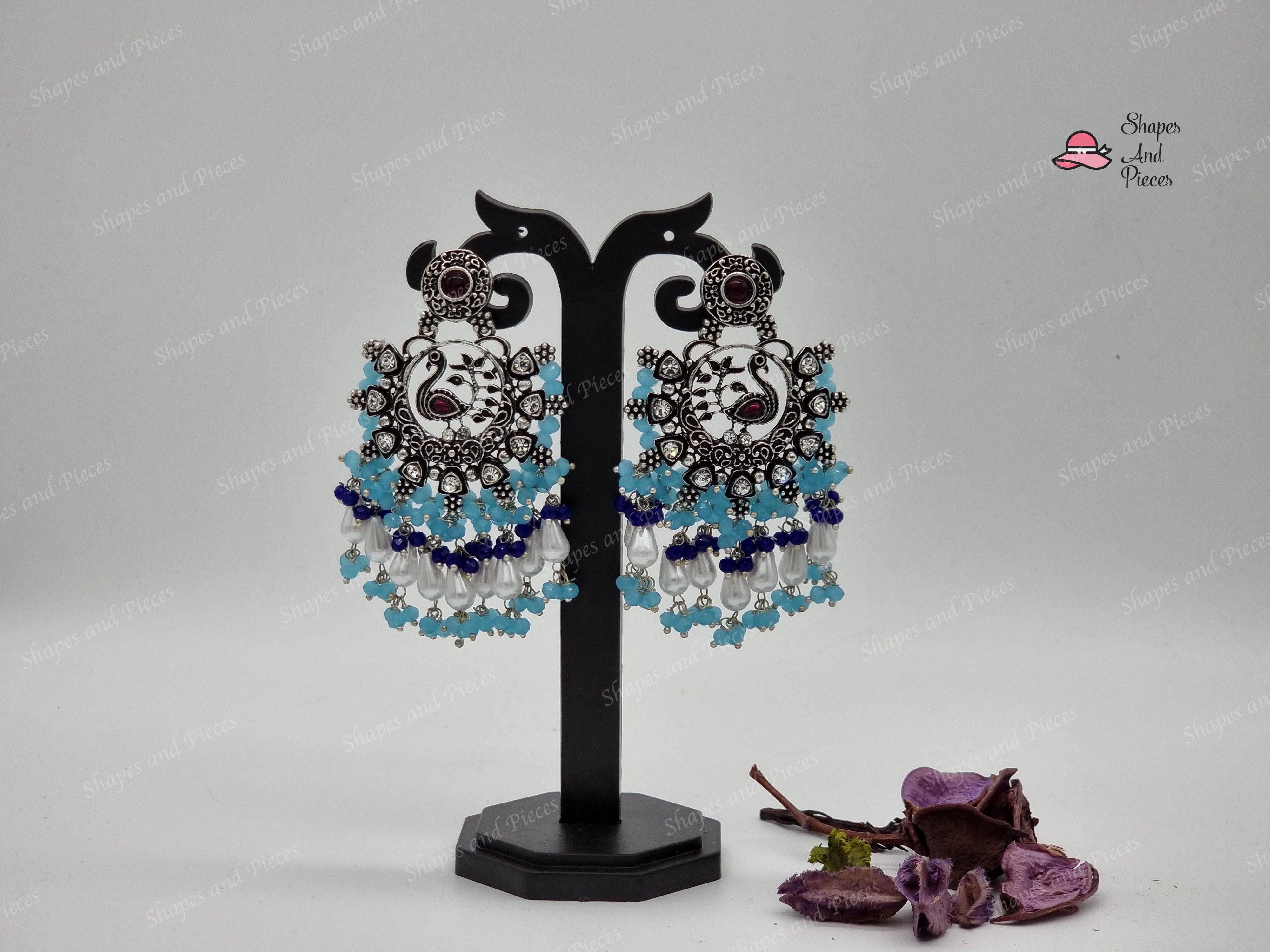 Peacock Flair Earrings - Shapes and Pieces