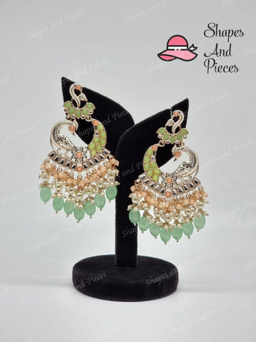 Peacock Pearl Earrings - Shapes and Pieces