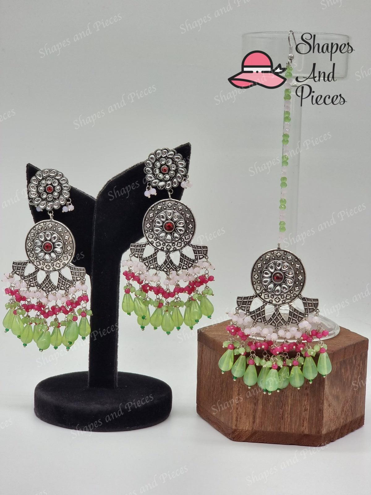 Ramiya Earrings and Tikka Set - Shapes and Pieces