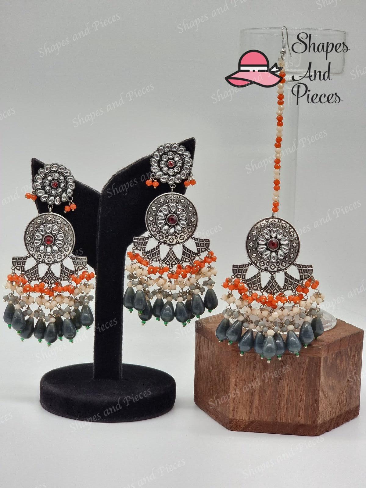 Ramiya Earrings and Tikka Set - Shapes and Pieces