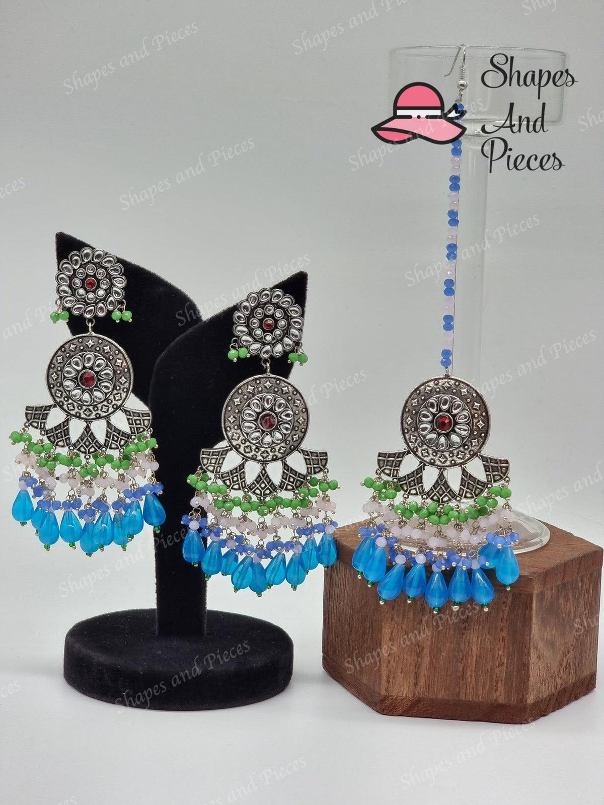 Ramiya Earrings and Tikka Set - Shapes and Pieces