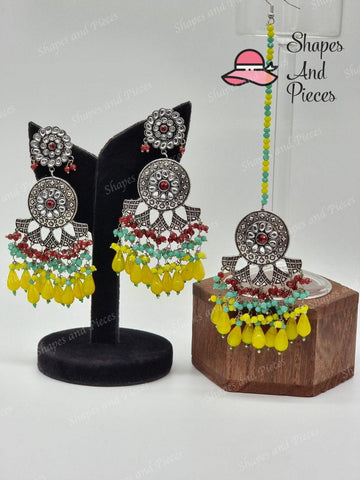 Ramiya Earrings and Tikka Set - Shapes and Pieces