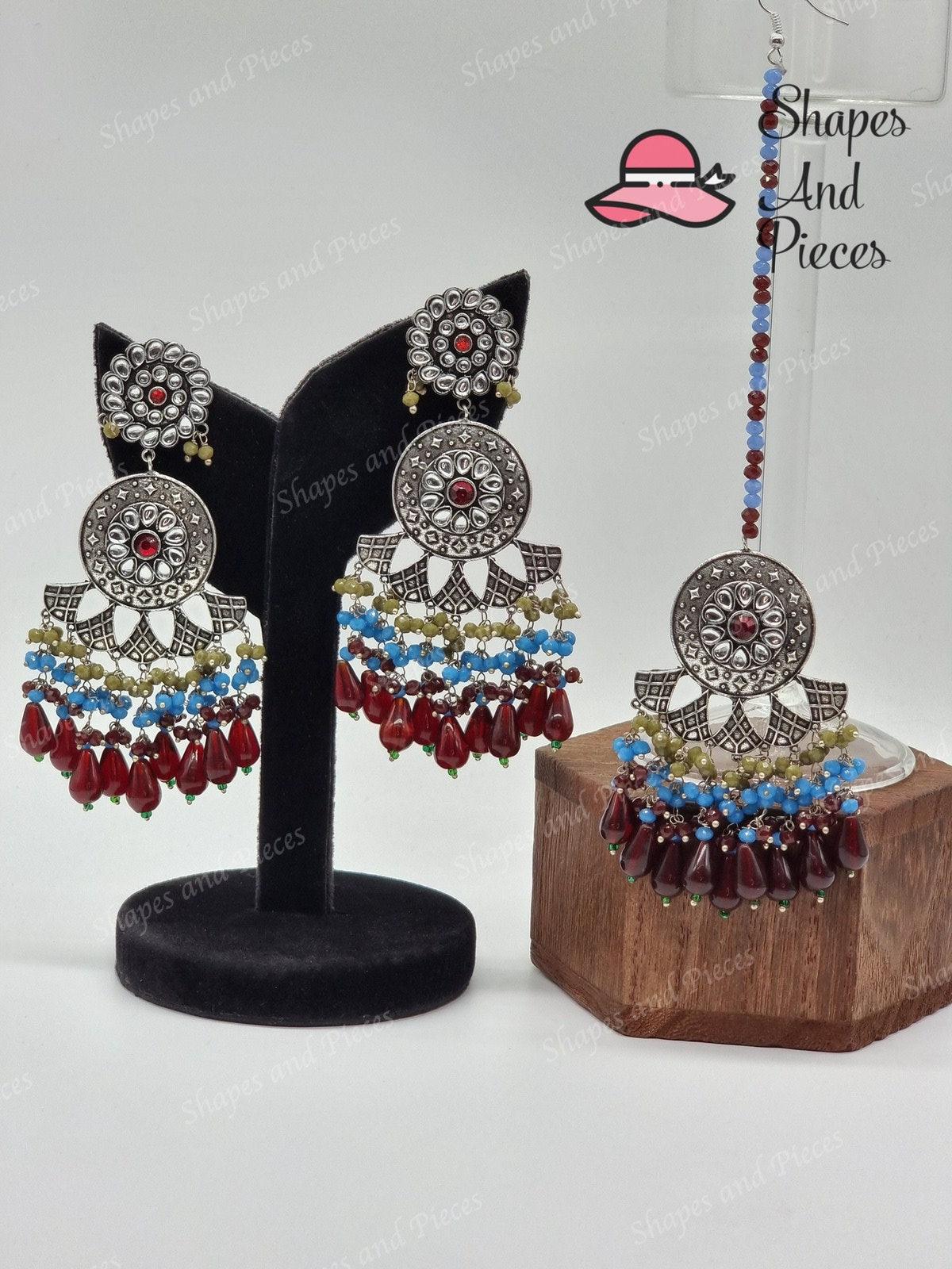 Ramiya Earrings and Tikka Set - Shapes and Pieces