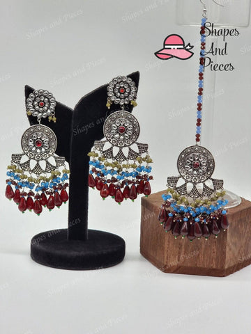 Ramiya Earrings and Tikka Set - Shapes and Pieces