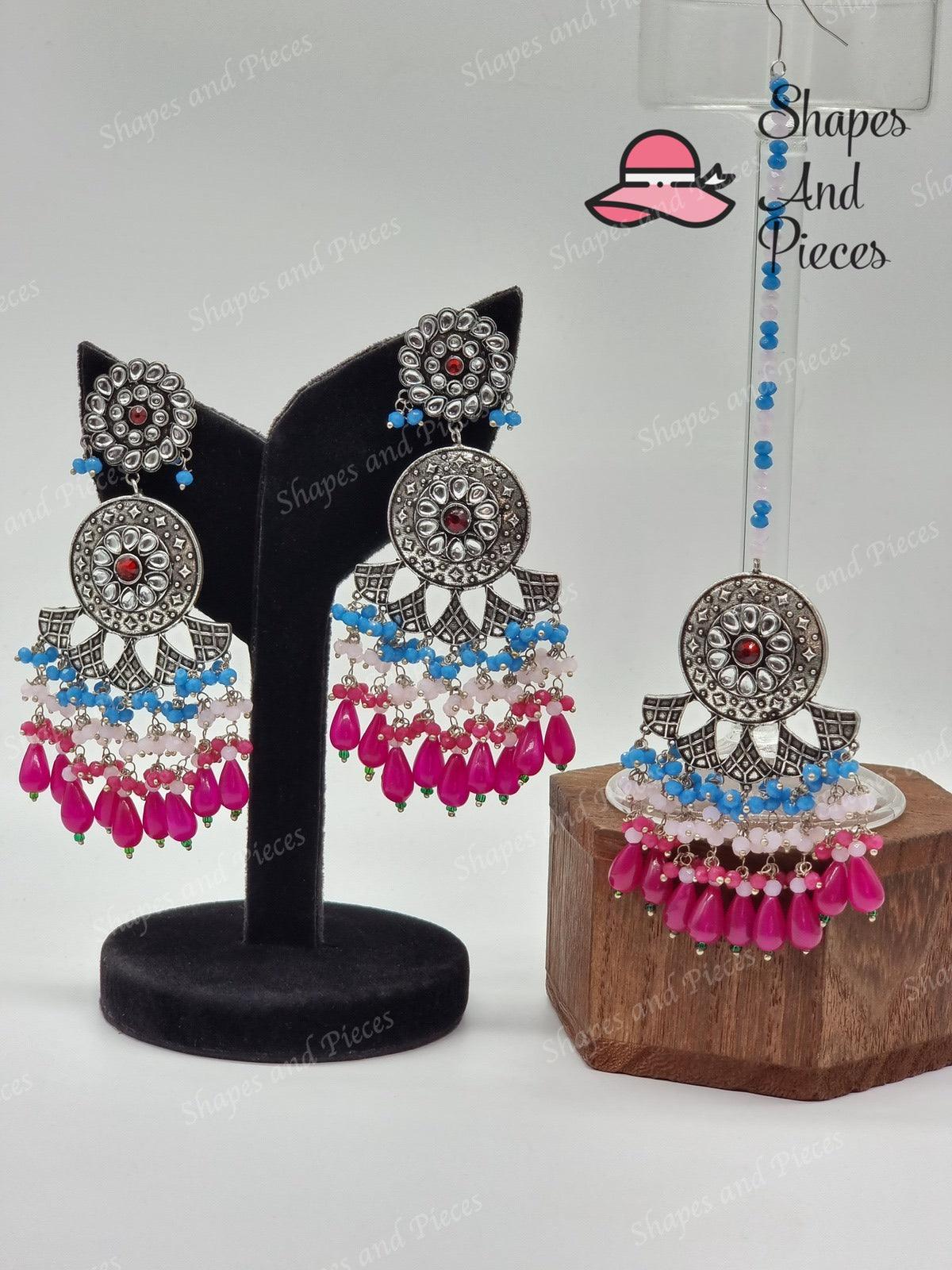 Ramiya Earrings and Tikka Set - Shapes and Pieces