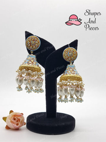 Sky Blue Love Jhumka - Shapes and Pieces