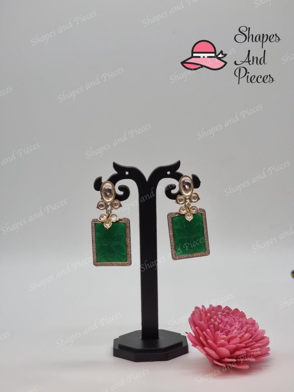 Square Gem Earrings - Shapes and Pieces