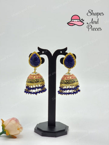 Tear Drop Meenakari Jhumka - Shapes and Pieces